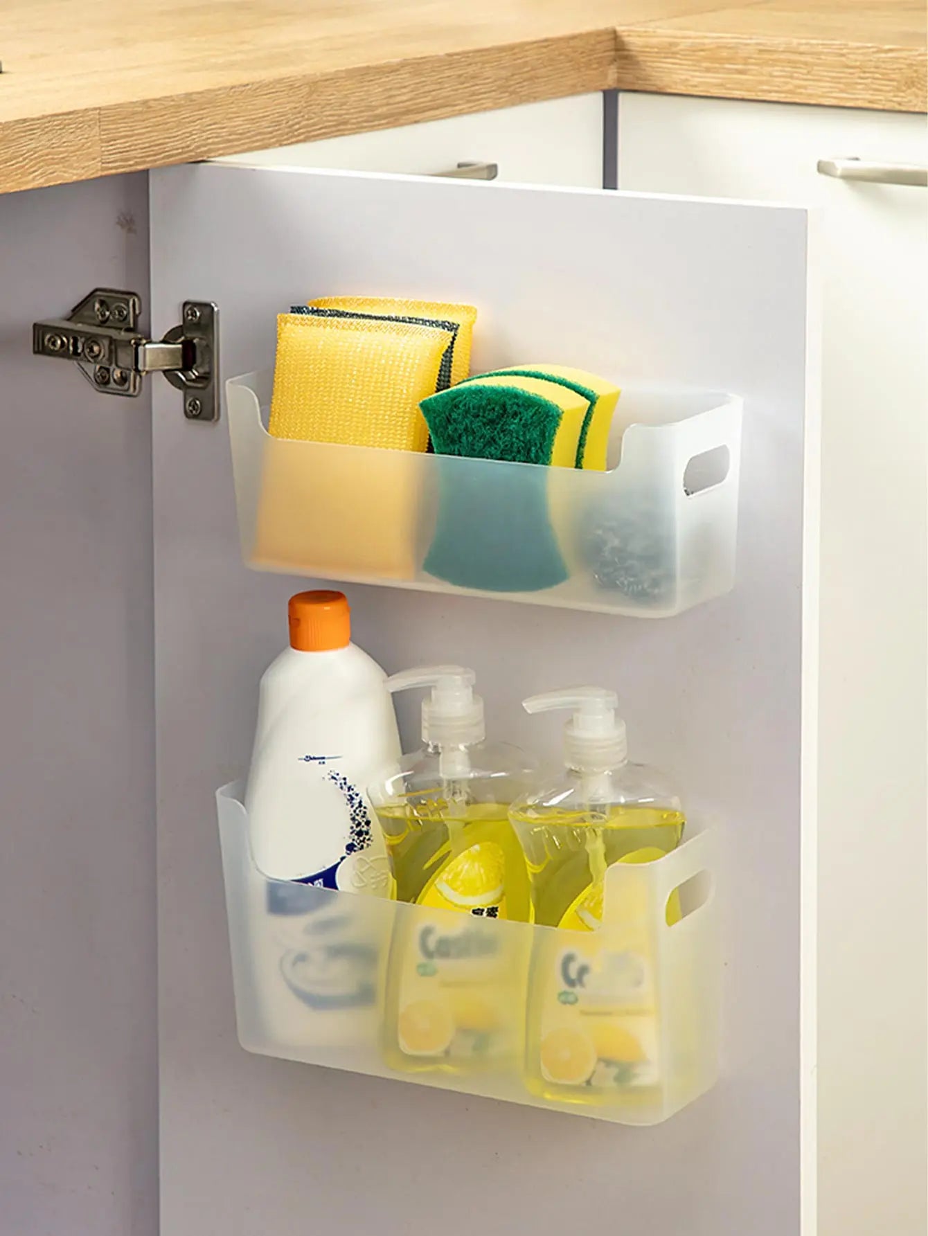 Multifunctional Cabinet Plastic Storage Rack Punch-Free Wall-Mounted Storage Organizer for Kitchen Storage Shelf