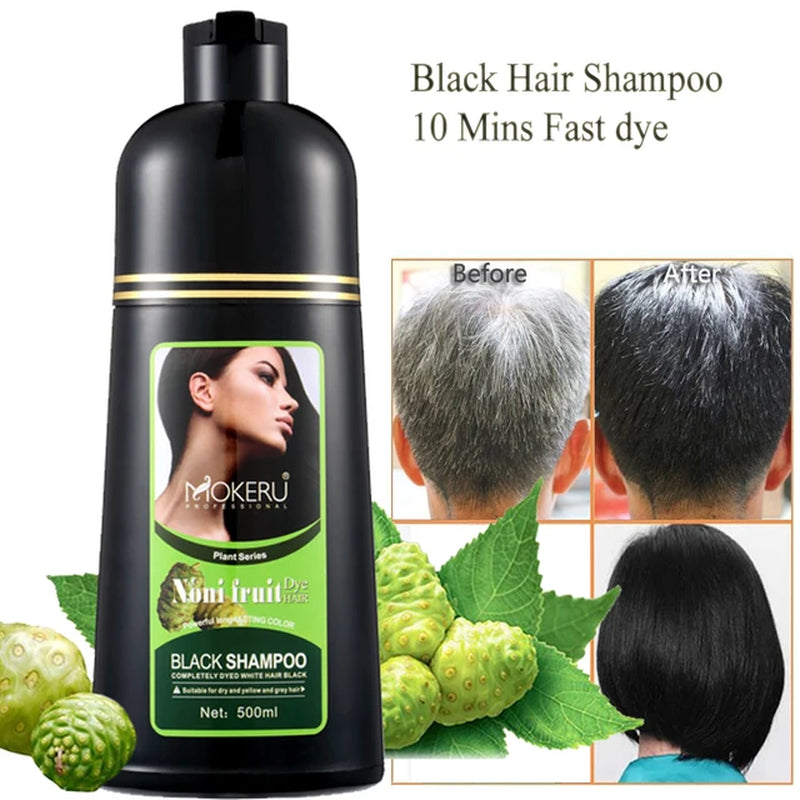 Organic Natural Fast Hair Dye Only 5 Minutes Noni Plant Essence Black Hair Color Dye Shampoo for Cover Gray White Hair