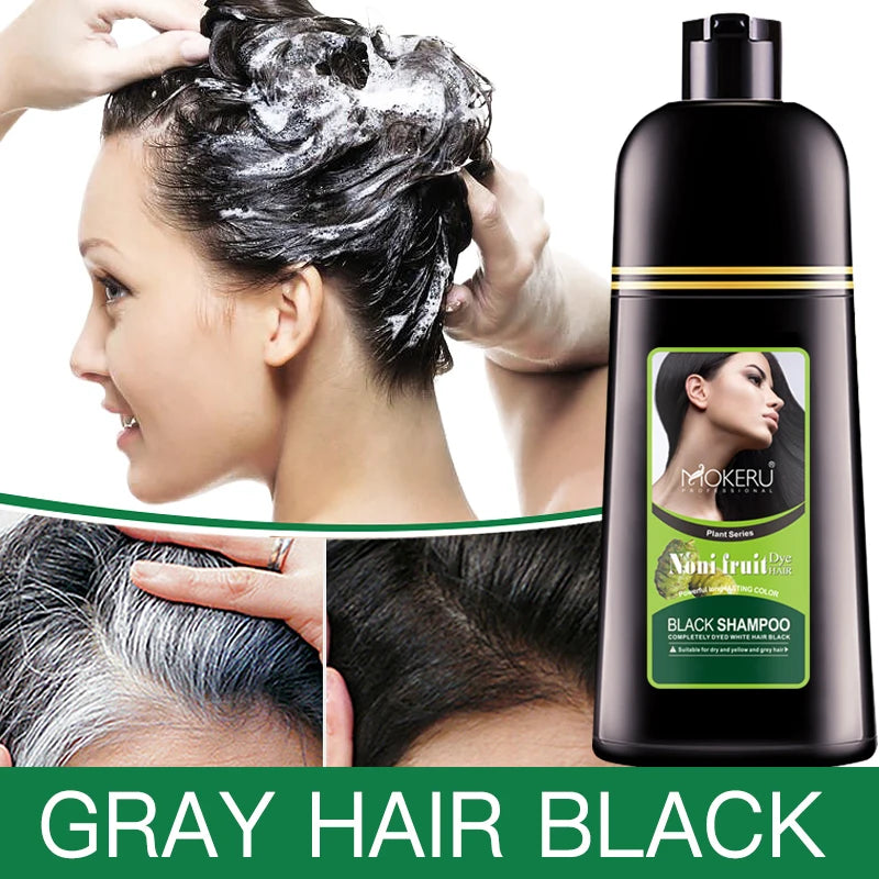 Organic Natural Fast Hair Dye Only 5 Minutes Noni Plant Essence Black Hair Color Dye Shampoo for Cover Gray White Hair