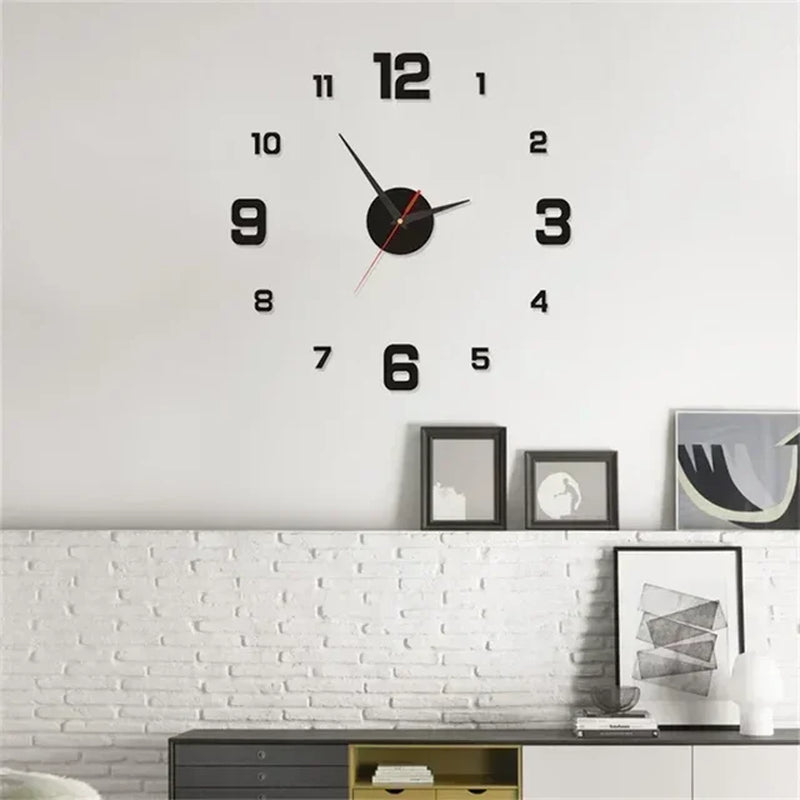 DIY Wall Clock for Home Office 40Cm Frameless Modern 3D Wall Clock Mirror Stickers Hotel Room Design School Decoration Decor