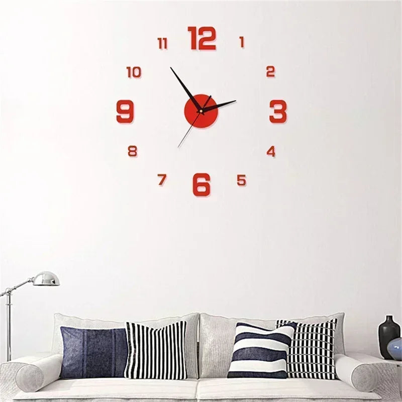 DIY Wall Clock for Home Office 40Cm Frameless Modern 3D Wall Clock Mirror Stickers Hotel Room Design School Decoration Decor