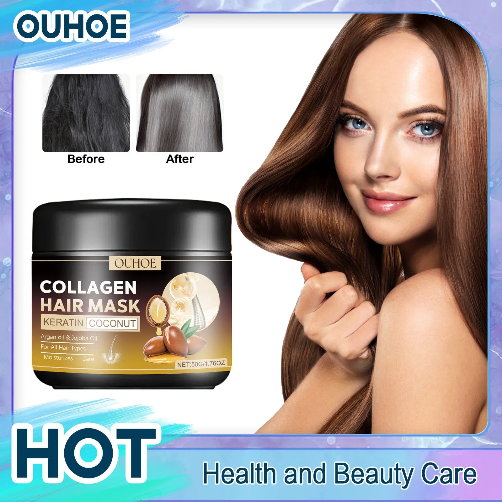 Collagen Hair Mask Keratin Treatment Straightening Repair Dry Frizzy Hair Deeply Moisturize Smoothing Soft Magic Hair Care Mask