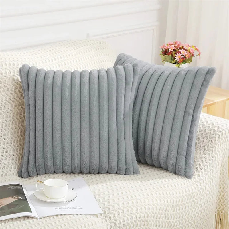 Plush Pillow Cover 50X50Cm Soft Fluffy Striped Cushion Cover 40X40 Luxury Pillowcase Home Decorative Pillow Case for Sofa