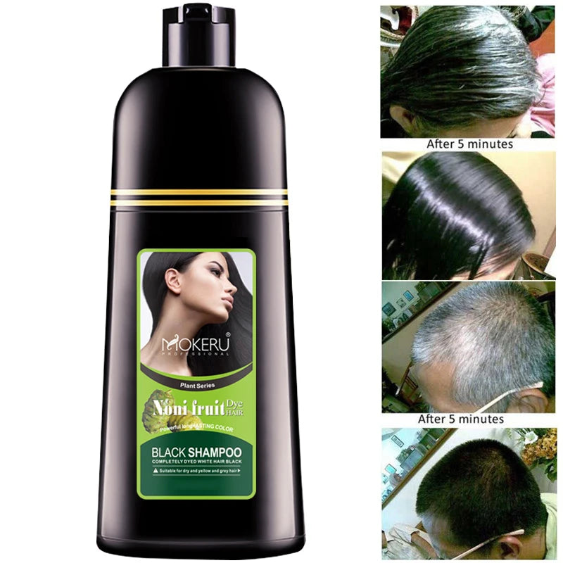 Organic Natural Fast Hair Dye Only 5 Minutes Noni Plant Essence Black Hair Color Dye Shampoo for Cover Gray White Hair