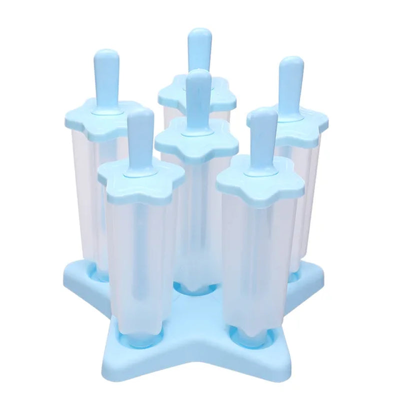 6 Cells Summer Accessories Kitchen Tools Food Grade Lolly Mould DIY Ice Cream Pentagram Oval Maker Popsicle Molds Dessert Molds