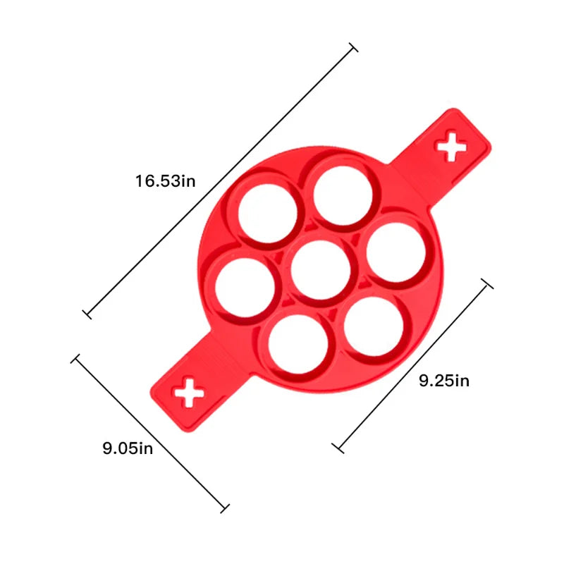 Silicone Jinao Multi-Shape 7-Hole Non-Stick Baking Mold Food-Grade Handle Fried Eggs Pancake Mold Home Cooking Kitchen Gadgets