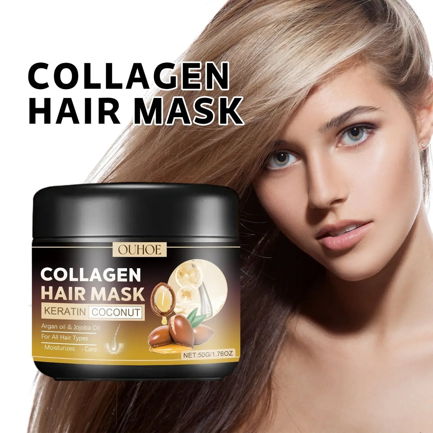 Collagen Hair Mask Keratin Treatment Straightening Repair Dry Frizzy Hair Deeply Moisturize Smoothing Soft Magic Hair Care Mask