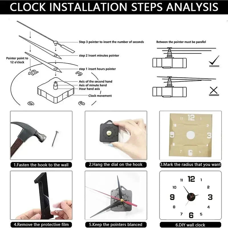 DIY Wall Clock for Home Office 40Cm Frameless Modern 3D Wall Clock Mirror Stickers Hotel Room Design School Decoration Decor