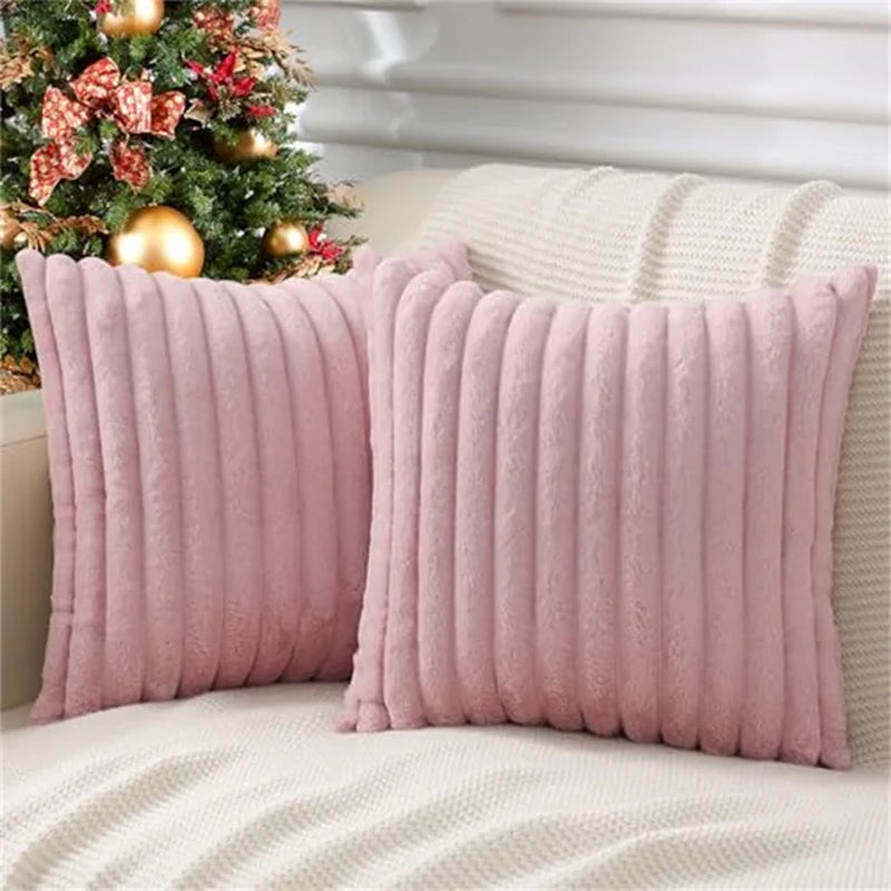 Plush Pillow Cover 50X50Cm Soft Fluffy Striped Cushion Cover 40X40 Luxury Pillowcase Home Decorative Pillow Case for Sofa