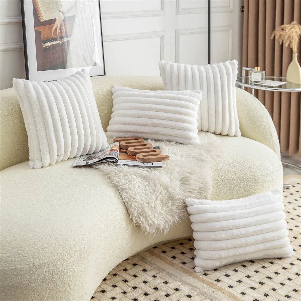 Plush Pillow Cover 50X50Cm Soft Fluffy Striped Cushion Cover 40X40 Luxury Pillowcase Home Decorative Pillow Case for Sofa