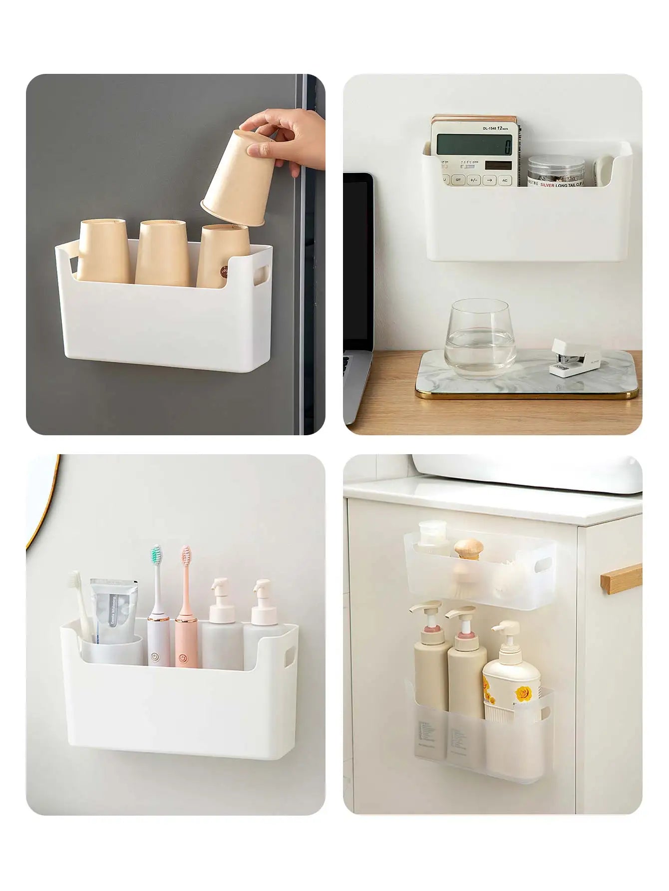 Multifunctional Cabinet Plastic Storage Rack Punch-Free Wall-Mounted Storage Organizer for Kitchen Storage Shelf