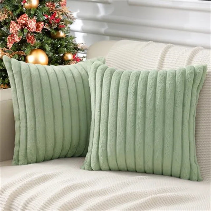 Plush Pillow Cover 50X50Cm Soft Fluffy Striped Cushion Cover 40X40 Luxury Pillowcase Home Decorative Pillow Case for Sofa