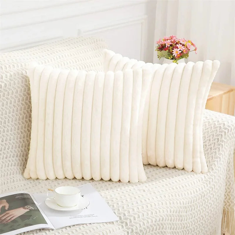 Plush Pillow Cover 50X50Cm Soft Fluffy Striped Cushion Cover 40X40 Luxury Pillowcase Home Decorative Pillow Case for Sofa