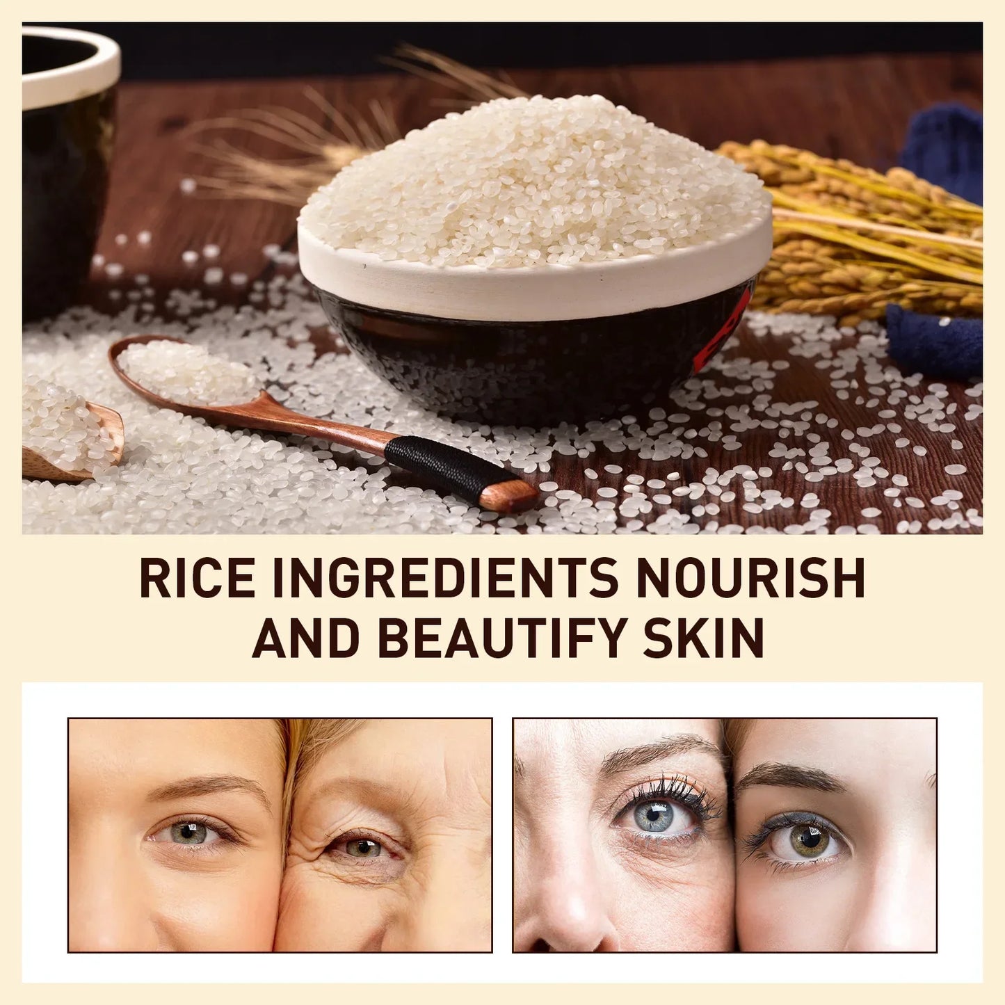 White Rice Whitening Serum Cream anti Wrinkle Aging Remove Fine Lines Shrinking Pores Moisturizing Acne Treatment Face Skin Care