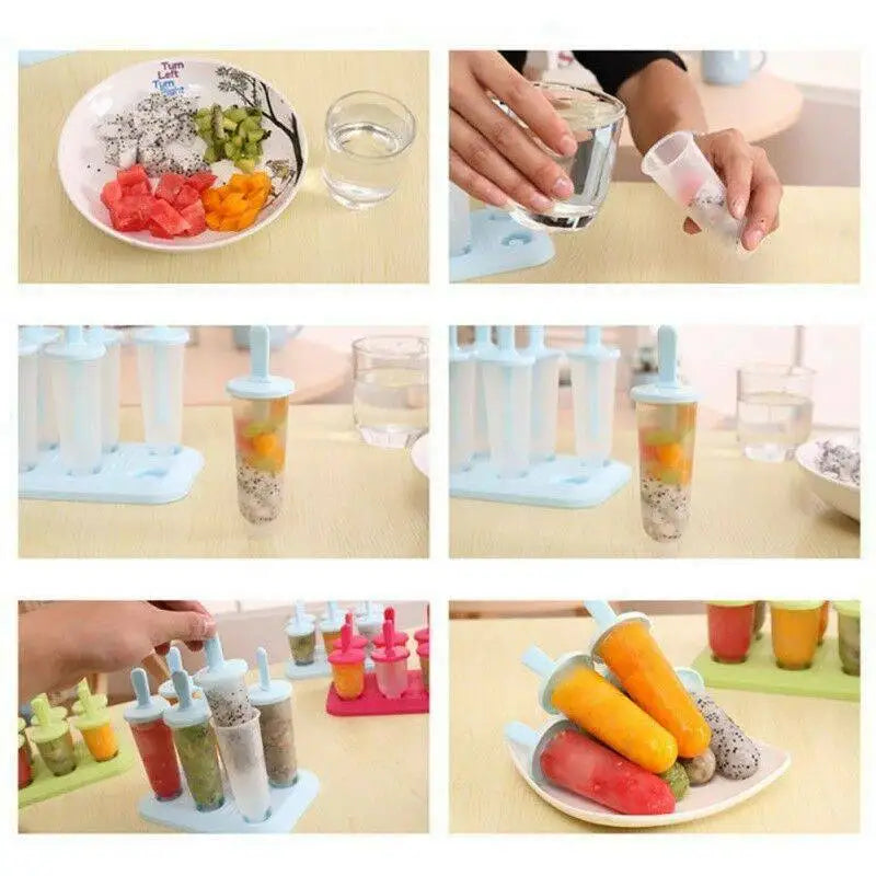 6 Cells Summer Accessories Kitchen Tools Food Grade Lolly Mould DIY Ice Cream Pentagram Oval Maker Popsicle Molds Dessert Molds