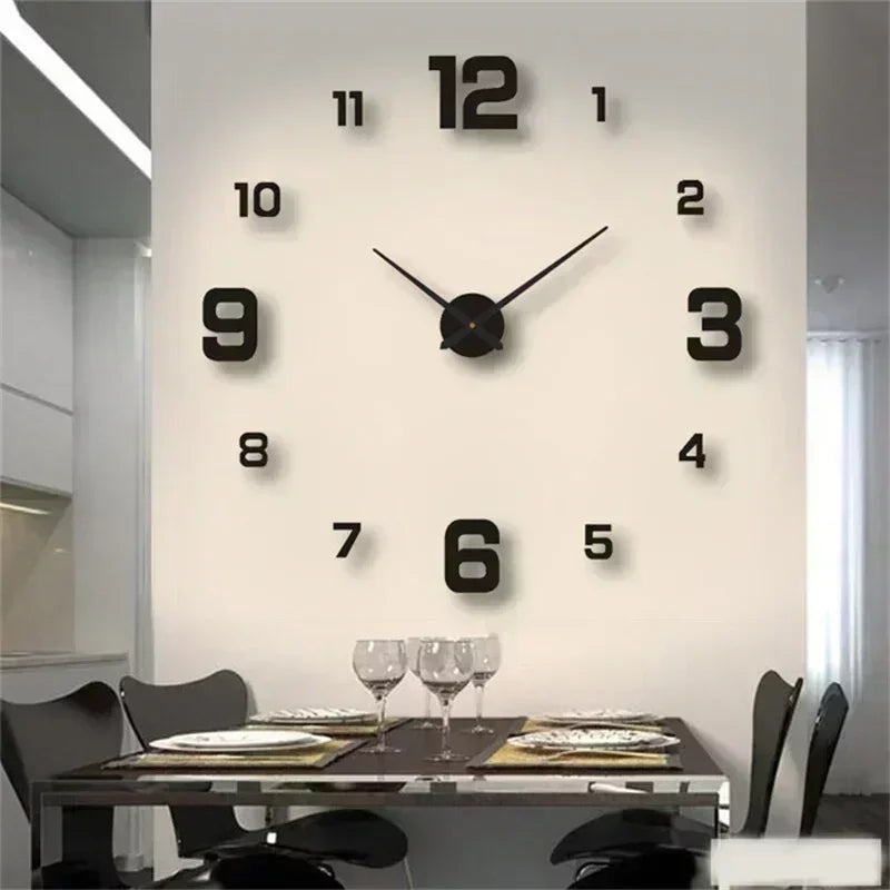 DIY Wall Clock for Home Office 40Cm Frameless Modern 3D Wall Clock Mirror Stickers Hotel Room Design School Decoration Decor