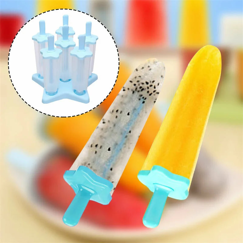 6 Cells Summer Accessories Kitchen Tools Food Grade Lolly Mould DIY Ice Cream Pentagram Oval Maker Popsicle Molds Dessert Molds