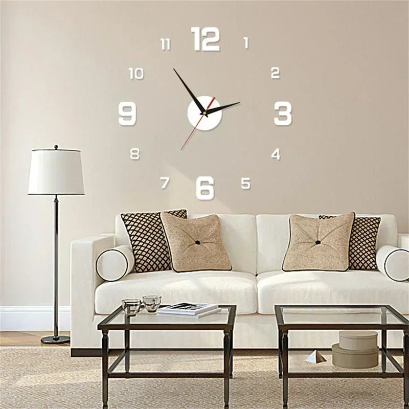 DIY Wall Clock for Home Office 40Cm Frameless Modern 3D Wall Clock Mirror Stickers Hotel Room Design School Decoration Decor