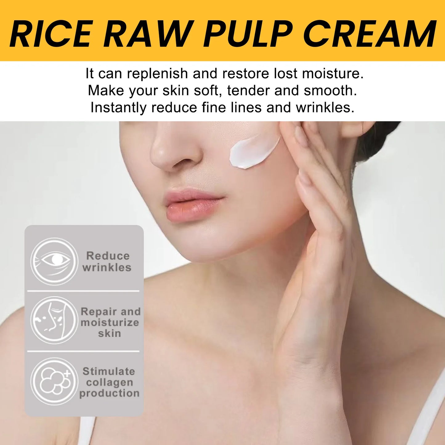 White Rice Whitening Cream anti Aging Remove Wrinkle Lifting Shrink Pores Fade Fine Lines Moisturizing Rice Raw Pulp Face Cream