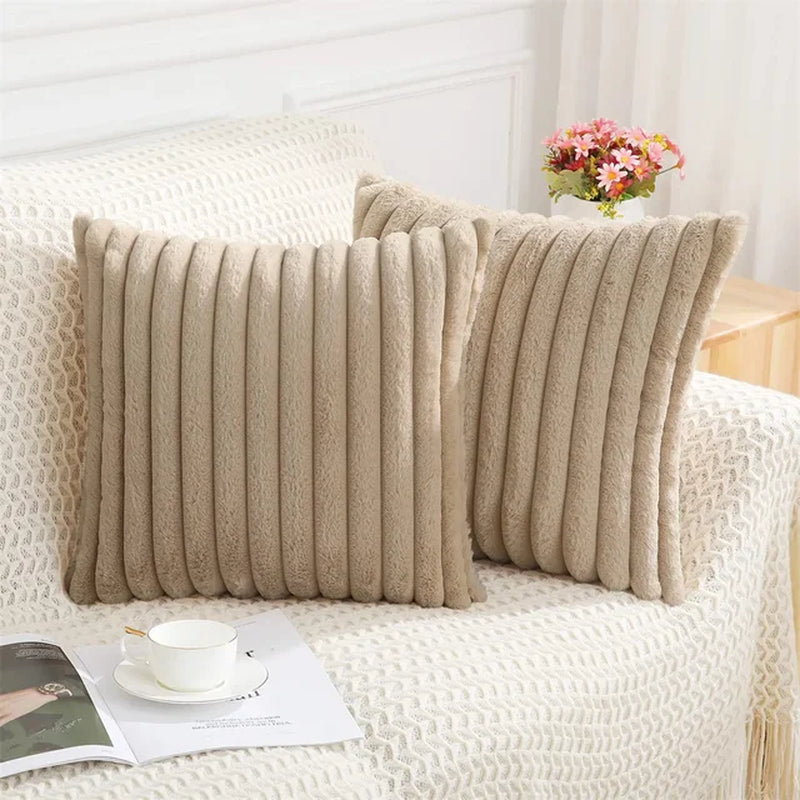 Plush Pillow Cover 50X50Cm Soft Fluffy Striped Cushion Cover 40X40 Luxury Pillowcase Home Decorative Pillow Case for Sofa