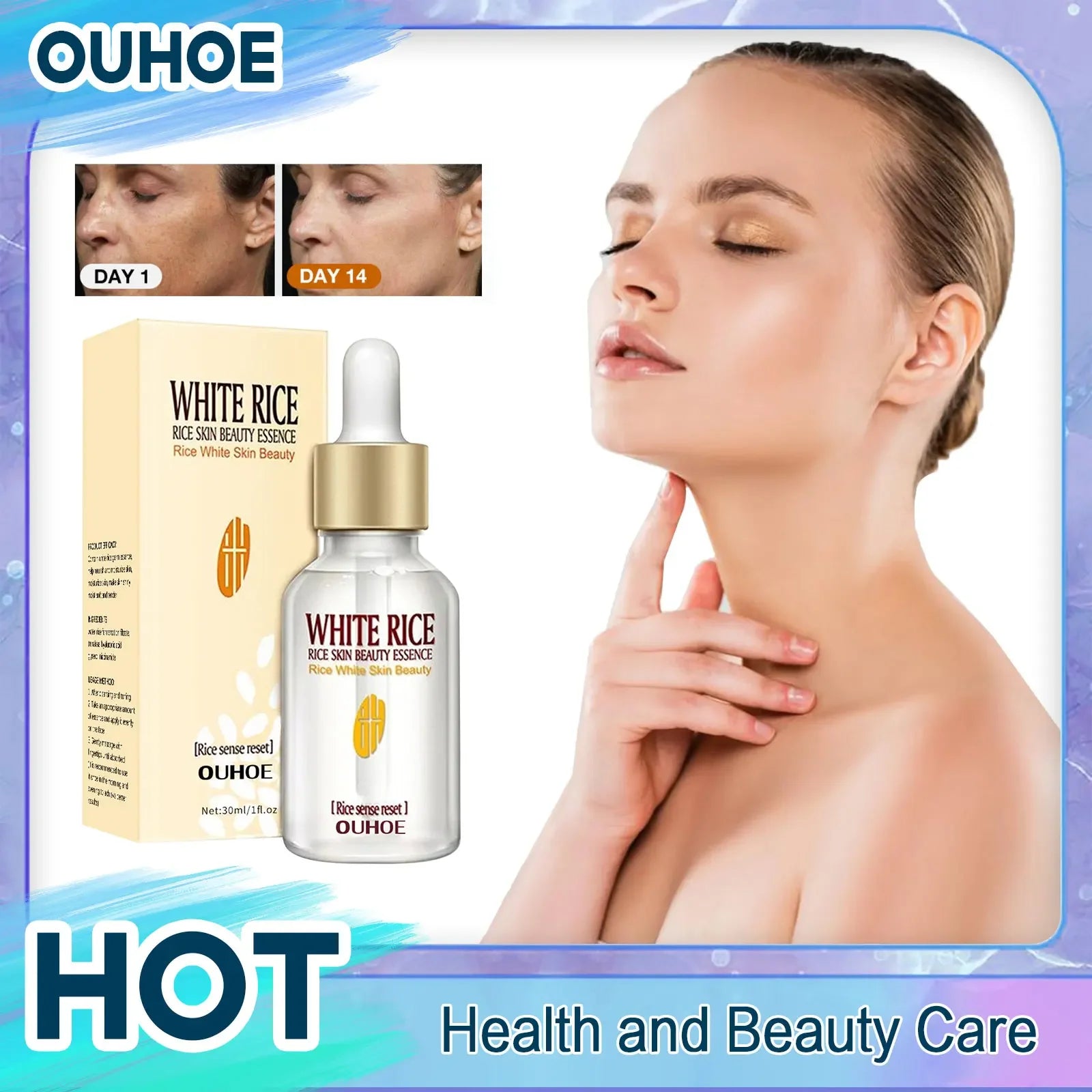 White Rice Whitening Serum Cream anti Wrinkle Aging Remove Fine Lines Shrinking Pores Moisturizing Acne Treatment Face Skin Care