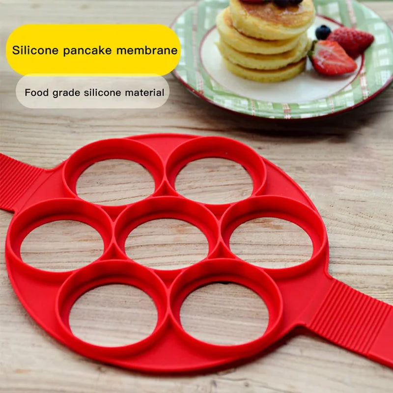 Silicone Jinao Multi-Shape 7-Hole Non-Stick Baking Mold Food-Grade Handle Fried Eggs Pancake Mold Home Cooking Kitchen Gadgets