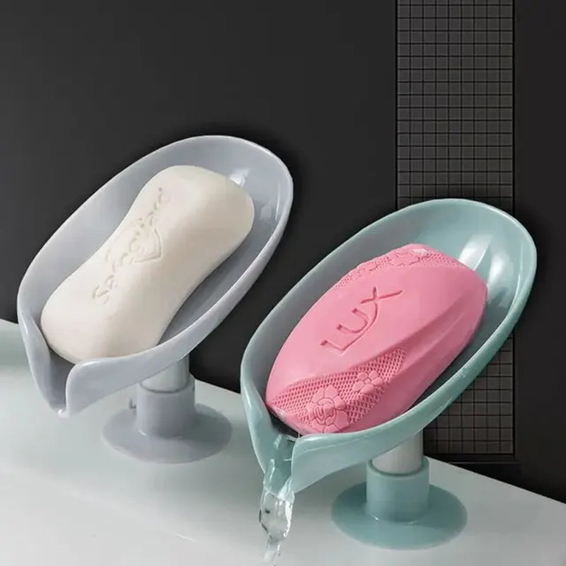 2Pcs Drain Soap Holder Leaf Shape Soap Box Suction Cup Tray Drying Rack for Shower Sponge Container Kitchen Bathroom Accessories