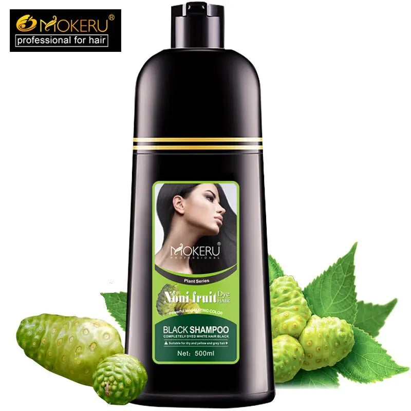 Organic Natural Fast Hair Dye Only 5 Minutes Noni Plant Essence Black Hair Color Dye Shampoo for Cover Gray White Hair